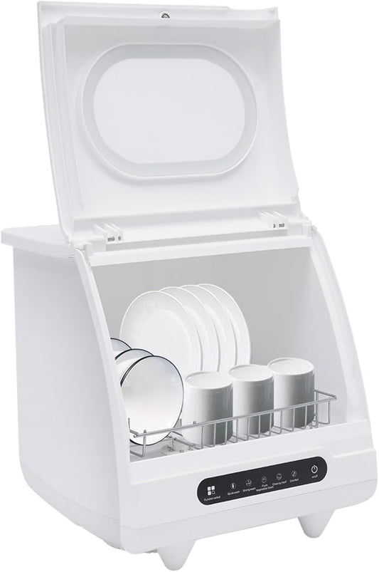 Portable Countertop Dishwashers, Compact Dishwashers with 5 Wash Programs, 360° Rotating Spray, 162℉ High-Temp& Air-Dry Function, 800W Mini Countertop Dishwasher for Home, RV, and Apartment