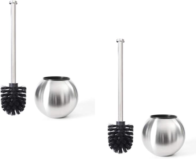 ToiletTree Modern Deluxe Freestanding Bathroom Cleaning Tools (Stainless Steel, Toilet Brush 2 Pack)