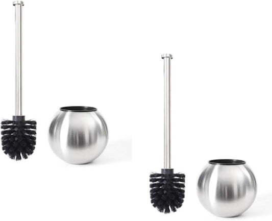 ToiletTree Modern Deluxe Freestanding Bathroom Cleaning Tools (Stainless Steel, Toilet Brush 2 Pack)