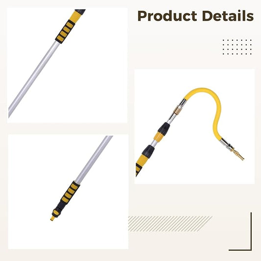 62.9 In/1.6M Gutter Cleaning Tool, Extendable Roof Wand Adjustable, Head Bendable, Interface High-Pressure Water Gun, Lightweight, Design Ergonomic For Easy Cleaning