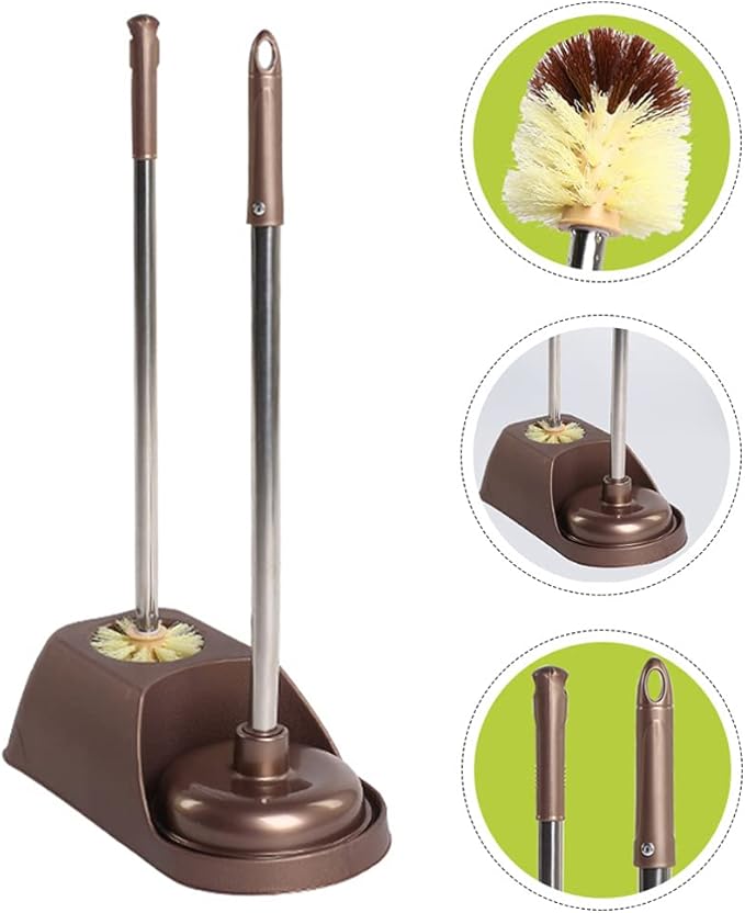 DOITOOL Toilet Brush and Plunger Set with Long Ergonomic Handle for Deep Cleaning Bathroom Toilets Non-Slip Grip Toilet Cleaning Tools for Home Maintenance 20.5 Inch Length