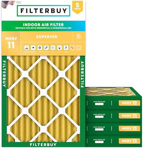 Filterbuy 12x20x2 Air Filter MERV 11 Pet & Allergy Defense (5-Pack) by Filterbuy