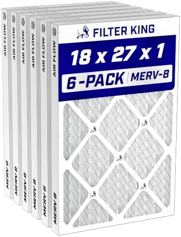 Filter King 18x27x1 Air Filter MERV 8, AC Furnace Filters (6-Pack) by FilterKing