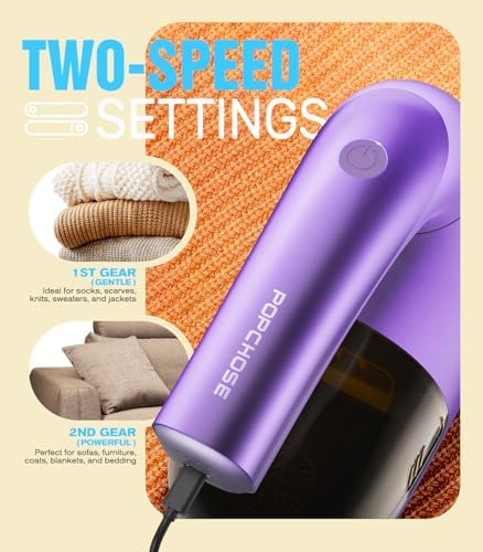 POPCHOSE Fabric Lint Shaver, 6-Leaf Blades & 2 Speed, 2000mAh Rechargeable | Lint Remover for Clothes, Sweater Shavers to Remove Pilling, Electric Lint Remover for Couch, Furniture, Fuzz - Image 4