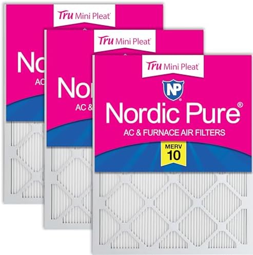 Nordic Pure 20x20x1 Tru Mini Pleat MERV 10 AC Furnace Air Filters 3 Pack by NordicPure