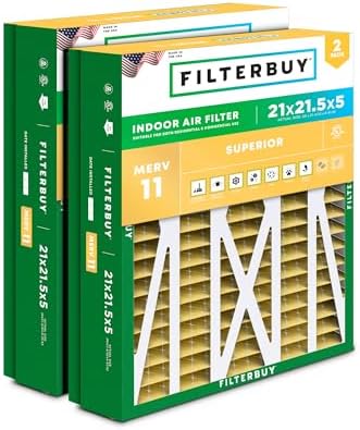 Filterbuy 21x21.5x5 Air Filter MERV 11 Pet & Allergy Defense (2-Pack) by Filterbuy
