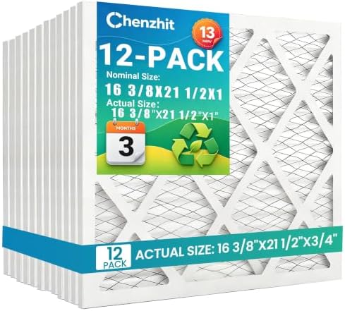 (12 Pack) 16 3/8x21 1/2x1 Air Filter, MPR 1900 & FPR 10, MERV 13 Pleated Air Filter (Actual Size: 16 3/8"x21 1/2"x3/4") by Chenzhit