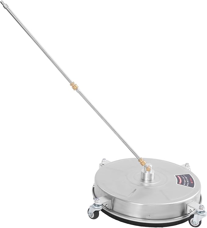 18-inch Driveway Pressure Washer Surface Cleaner, Surface Cleaner with 4 Wheels and 33.9-Inch Long Pole, 5000 PSI 4 GPM Stainless Steel Surface Cleaner for Houses, Driveways, Decks, Patios, Gardens