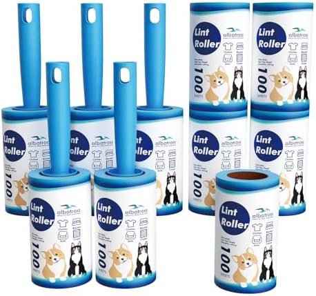 1000 Sheets Lint Rollers for Pet Hair Extra Sticky, 5 Handles, 10 Rollers | Easy to Peel, Home Cleaning, Lint Remover for Clothes, Furniture, Couch, Car Seats, Designed for Pet Owners by AlbatrossHealthNewEngland