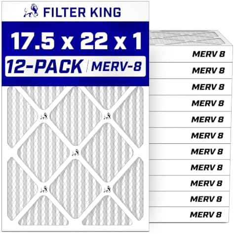 Filter King 17.5x22x1 Air Filter MERV 8, AC Furnace Filters (12-Pack) by FilterKing