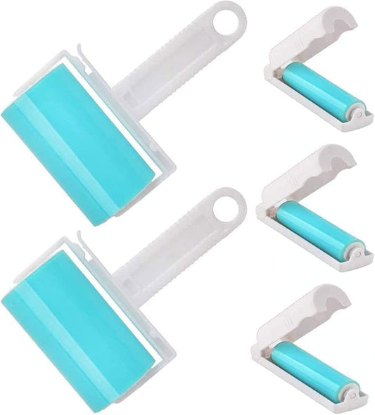 NUOBUT Reusable Sticky Lint Roller 5 Pack, 2 Large & 3 Mini | Washable Pet Hair Remover for Clothes, Travel and Home, Sticky Surface Removes Lint and Dust, with Protective Cover by NUOBUT