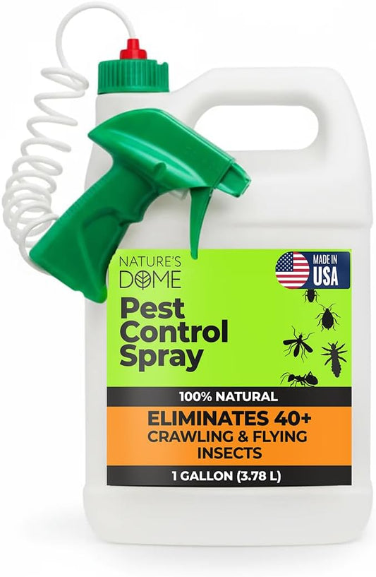 Nature’s Dome Pest Control Spray 1 Gallon | 100% Natural Ant Killer & Bug Spray for Indoor & Outdoor Use | Eco-Friendly Bug Spray for Flea, Ticks, Ant & Mosquitos | Safe for Pets and Kids