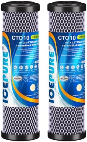 ICEPURE 5 Micron 2.5" x 10" CTO Carbon Whole House Water Filter, Pack of 2 by ICEPURE