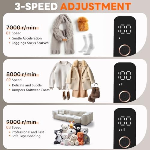 Fabric Shaver - Ziitty Lint Remover for Clothes, Sweater Defuzzer with LCD Display, 3-Speeds, 6-Blade, Type-C Rechargeable, Sweater Shaver to Remove Pilling Fuzz Lint Balls Pills for Clothes Furniture - Image 6