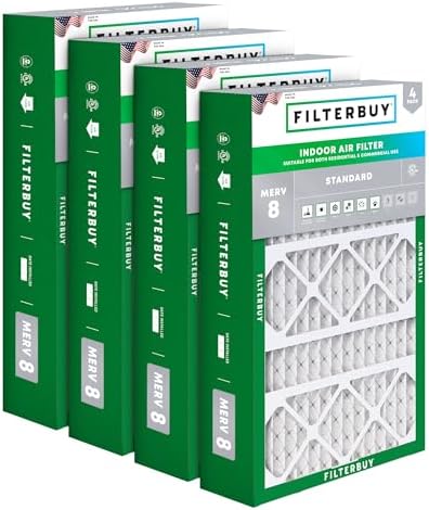 Filterbuy 15.75x27.63x3.5 Air Filter MERV 8 Dust & Allergy Defense (4-Pack) by Filterbuy