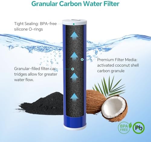 SimPure 5 Micron 20" x 4.5" GAC Granular Carbon Whole House Water Filter - Image 2
