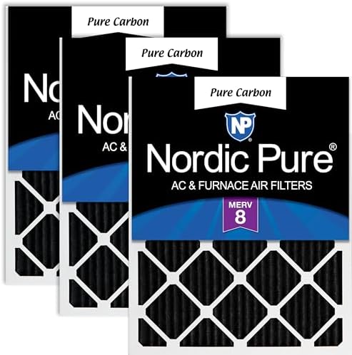 Nordic Pure 20x25x1 Pleated MERV 8 Pure Carbon Air Filters 3 Pack by NordicPure