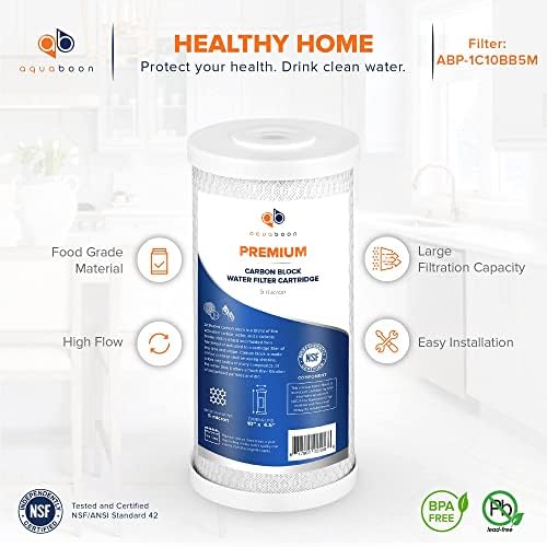 Aquaboon 5 Micron 10 x 4.5 Premium Carbon Filter Cartridge Whole House CTO Block Water Filter Replacement Compatible with FXHTC, CB-BB-10, 6-Pack - Image 4