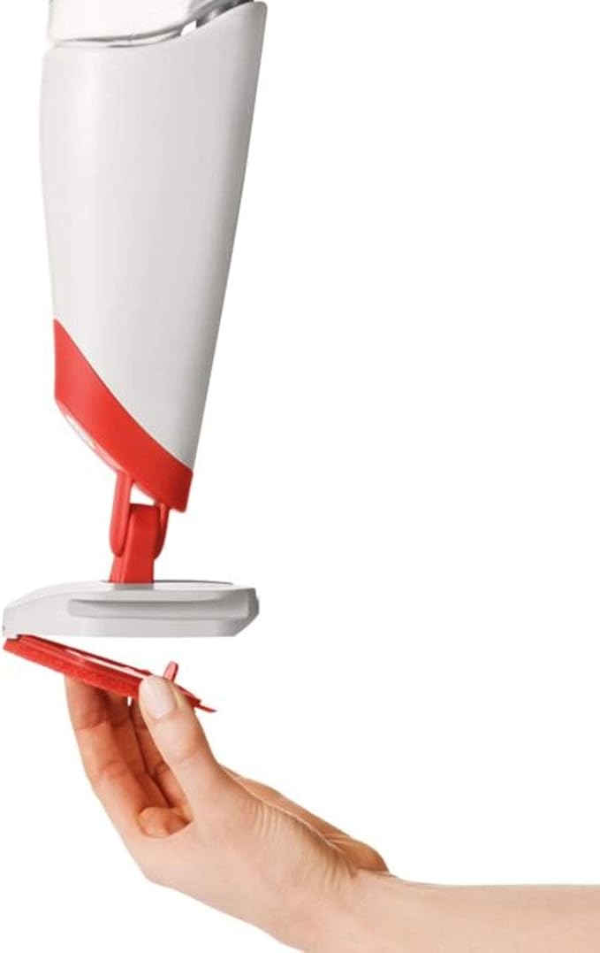 OXO Good Grips Microfiber Spray Mop with Slide-Out Scrubber,Red/White