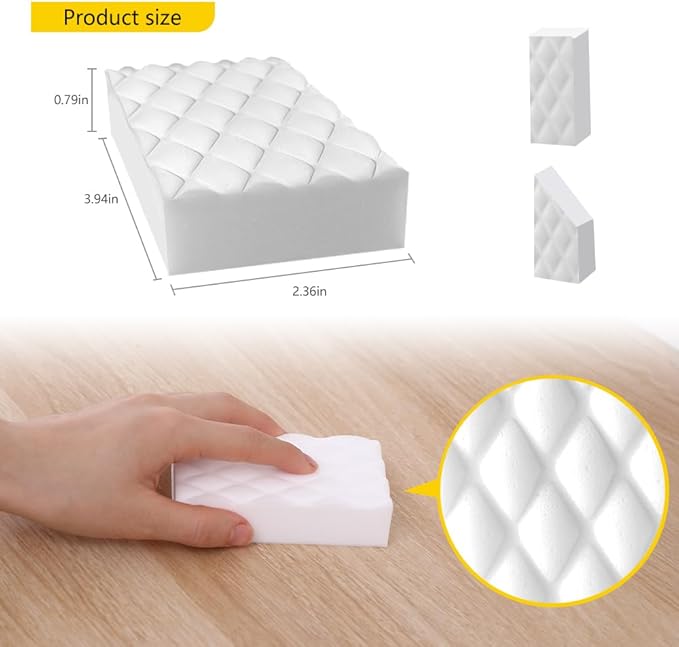 Magic Sponges Eraser,20 Pack Melamine Sponge in Bulk,2X Density,Long Lasting,Cleaning Sponge for Kitchen, Bathroom,Bathtub, Sink,Furniture, Wall Cleaner (White???20PCS???, 3.93x2.36x0.79in)
