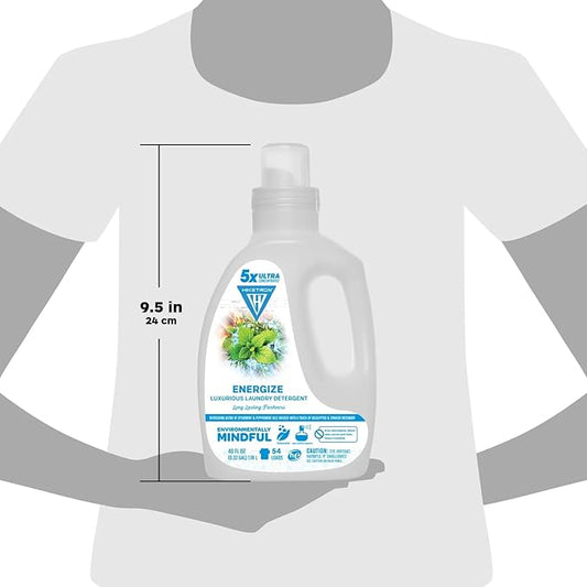 Hiketron Energize Liquid Laundry Detergent, 5x Ultra Concentrated, Tough Stains, Long Lasting Scent (80 Fl Oz, Pack of 2)
