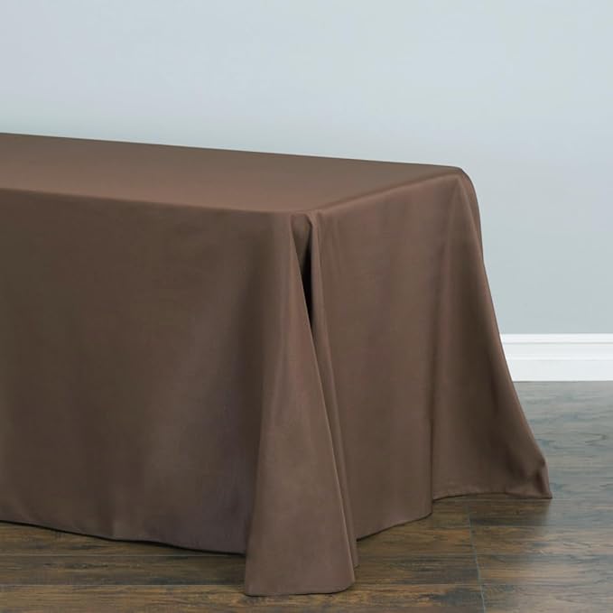 LinenTablecloth 90 x 132-Inch Rectangular Polyester Tablecloth with Rounded Corners Chocolate