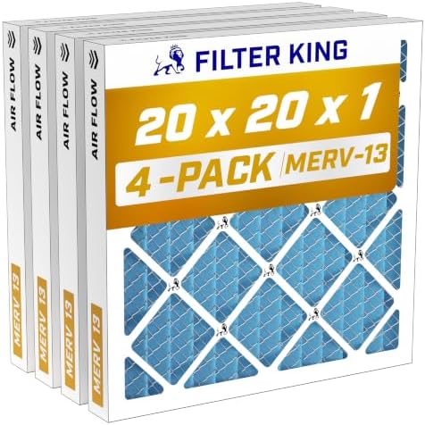 Filter King 20x20x1 Air Filter MERV 13, AC Furnace Filters (4-Pack) by FilterKing