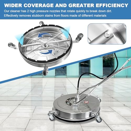 24" High-Pressure Washer Cleaner – 4900 PSI Stainless Steel, 4-Wheel Design with Dual Handles for Driveways, Sidewalks, Curbs, Decks & Patios – Efficient Cleaning Tool