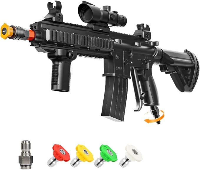 Pressure Washer Gun with Swivel – 3600 PSI High Pressure Spray Gun with 3/8" Quick Connect Plug – Foam Cannon Compatible Power Washer Handle for Car, Home & Outdoor Cleaning (Black)
