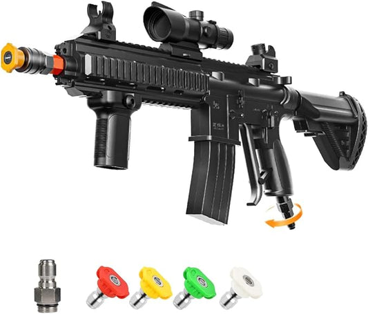 Pressure Washer Gun with Swivel – 3600 PSI High Pressure Spray Gun with 3/8" Quick Connect Plug – Foam Cannon Compatible Power Washer Handle for Car, Home & Outdoor Cleaning (Black)