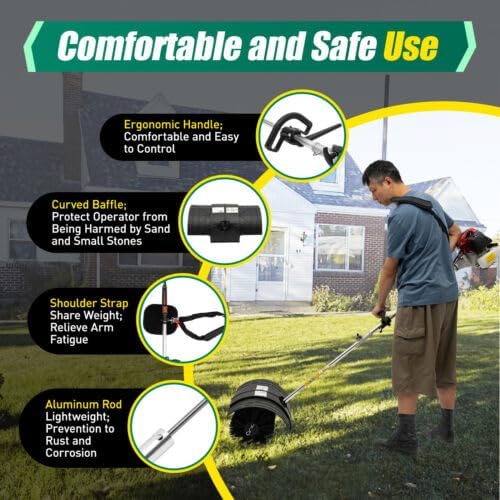 Bepritm 52CC Gas Power Broom, 1.25kw Grass Handheld Sweeper Power Broom, 2-Stroke Lawn Sweepers Gasoline Powers Brooms with a Blower Artificial Turf Lawns Driveway Cleaning Tool
