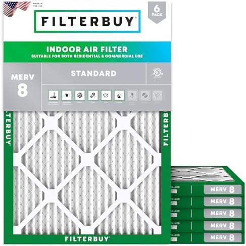 Filterbuy 25x29x1 Air Filter MERV 8 Dust & Allergy Defense (6-Pack) by Filterbuy
