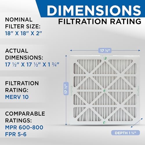 Glasfloss 18x18x2 MERV 10 AC Furnace 2" Pleated Air Filters. Box of 6 - Image 2