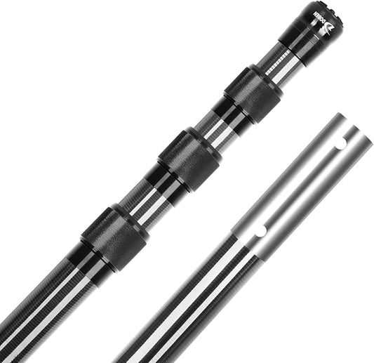 Carbon Fiber Pool Pole, Professional Ultralight Pool Poles 4.6 to 15 FT, Telescoping Lightweight Pool Cleaning Pole, Heavy Duty Pool Pole for Skimmer Net, Brush, Vacuum Head 15FT