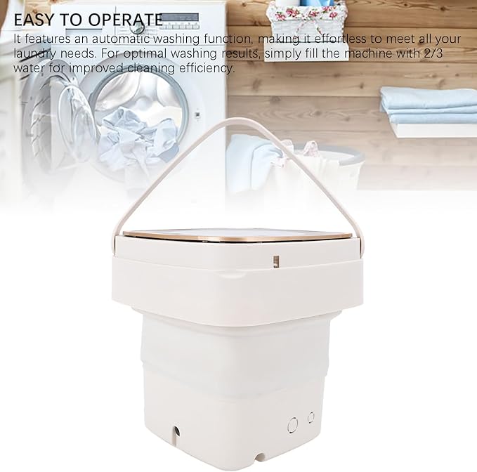 Portable Washing Machine, 18L Large Capacity Foldable Mini Washer with Drain Hose, 2/3 Water Filling for Deep Cleaning, for Undergarments, Socks, Apartments, Dorm, Travel Laundry