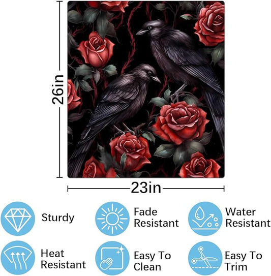 Dishwasher Magnet Cover Halloween Rose Crows Reusable Dishwasher Magnetic Cover Sticker Decorative Dish Washer Door Cover Panel for Home Kitcen Appliance