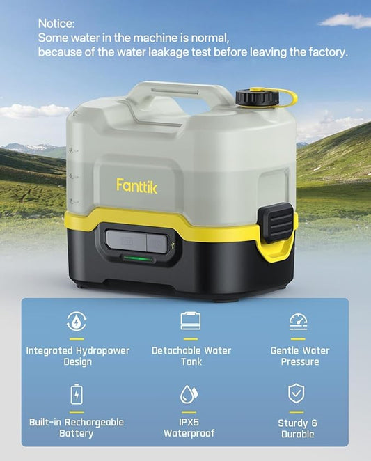Fanttik NB8 Nano Portable Cordless Electric Sprayer w/2.1Gal Tank, Retractable Spray Head, 2600mAh Lithium Battery, IPX5, 72-98PSI, Portable Pressure Washer for Garden, Camping Shower and Pet Cleaning
