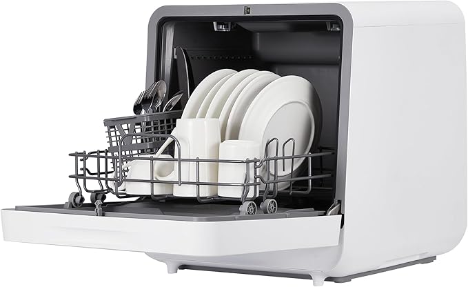 Portable Countertop Dishwasher with Large Display - Dual Water Inlet Modes, 2-In-1s Auto-Fill, 72℃ Hot Air Drying, No Installation, Ideal for Small Apartments