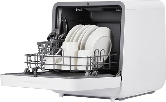 Portable Countertop Dishwasher with Large Display - Dual Water Inlet Modes, 2-In-1s Auto-Fill, 72℃ Hot Air Drying, No Installation, Ideal for Small Apartments