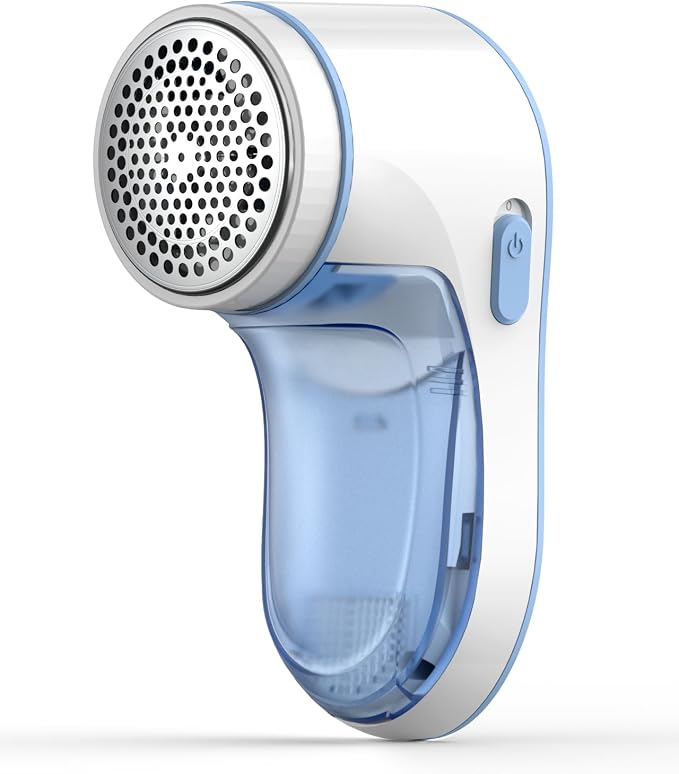 Fabric Shaver, Lint Remover for Clothes, Effectively and Quickly Remove Pills, Sweater Shaver with Stainless Steel 3-Leaf Blades and Safety Lock Protection.(Blue & White) by Tohsssik