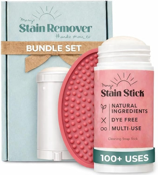 Mary’s Stain Remover Bundle Set (Stick + Scrub Base + Refill) Natural & Effective 2-Part Laundry Stain Remover, Only 6 Ingredients, For Baby, Kids, Blood, Expo Marker, Grass