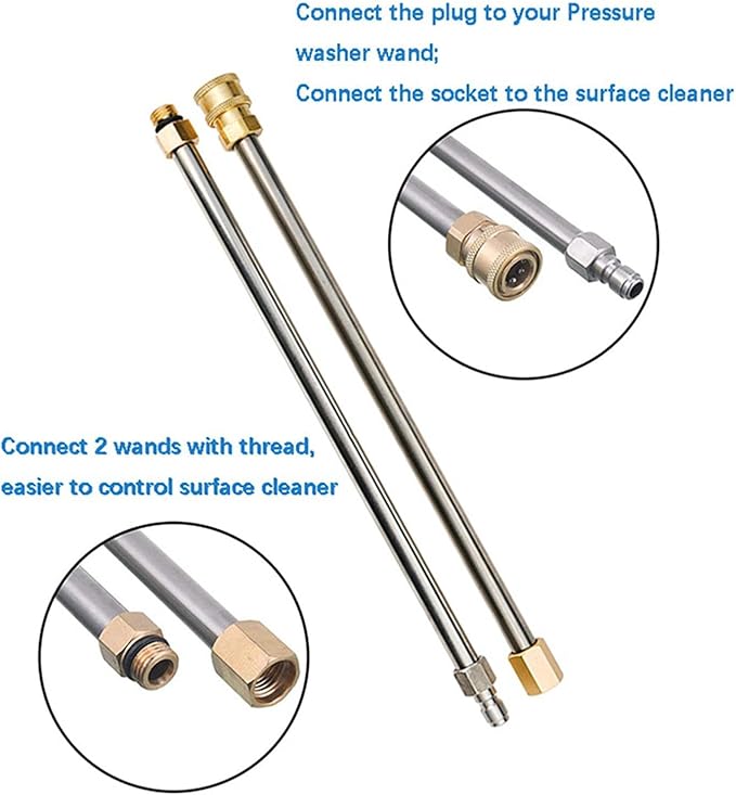 Driveway Power Washer, Rotary Surface Cleaner Attachment with Wheels, Replaceable Sturdy Flat Surface Cleaner for Driveway