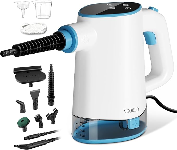 Handheld Steam Cleaner for Home, Pressurized 15s Instant Heat Steam Cleaner, 500ml Removable Water Tank & Self-Clean, Portable Multi-Surface Steamer for Cleaning, Kitchen, Bathroom, Car, Floor