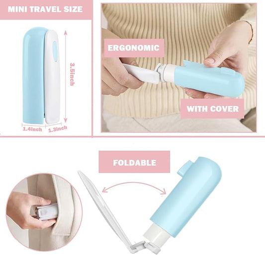 Mini Travel Lint Roller with 150 Sticky Sheets, Foldable Portable Lint Roller for Clothes, Travel, Compact Small Pet Hair Remover for Purse Car Bag Essentials (Blue) - Image 2