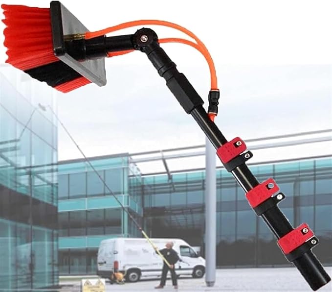 Window Cleaning Telescopic Pole, Window Cleaning Pole Water Fed Pole Kit for Cleaner Conservatory Roof Photovoltaic Panel Cleaning Extendable Solar Panel Roof Cleaning Tools,30cmBrush-3.6mRod