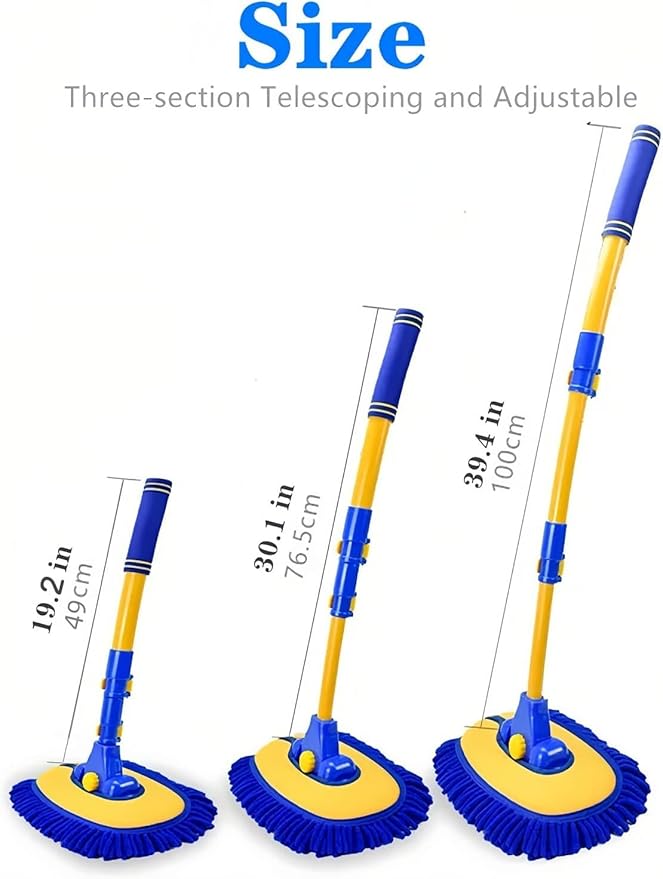 Upgrade Car Wash Brush Mop with Long Handle, Car Washing Brush Kit with Scratch-Free Replacement Head