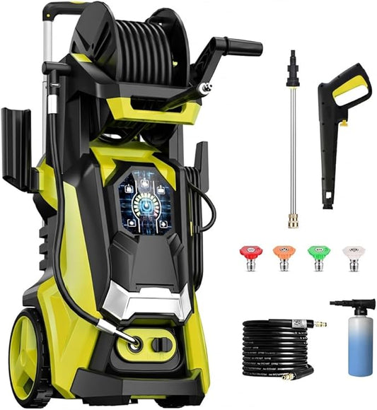 Pressure Washer Power Washers with Touch Screen, Cleaning Driveway Patios with 4 Nozzles and Foam Cannon