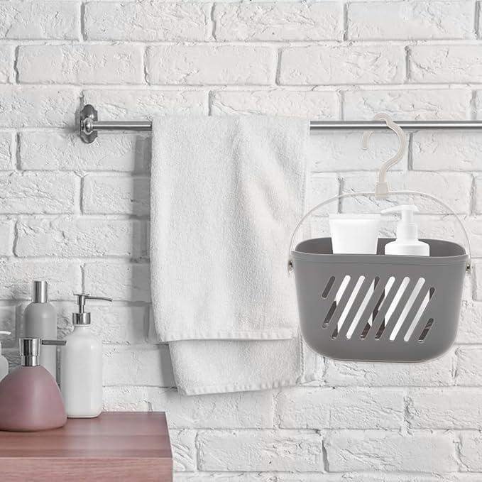 PRETYZOOM Hanging Shower Basket with Hook 8.26 X 5.51 X 5.11 Inch Bathroom Organizer for Toiletries and Cleaning Supplies Space-Saving Bathroom Hanging Basket