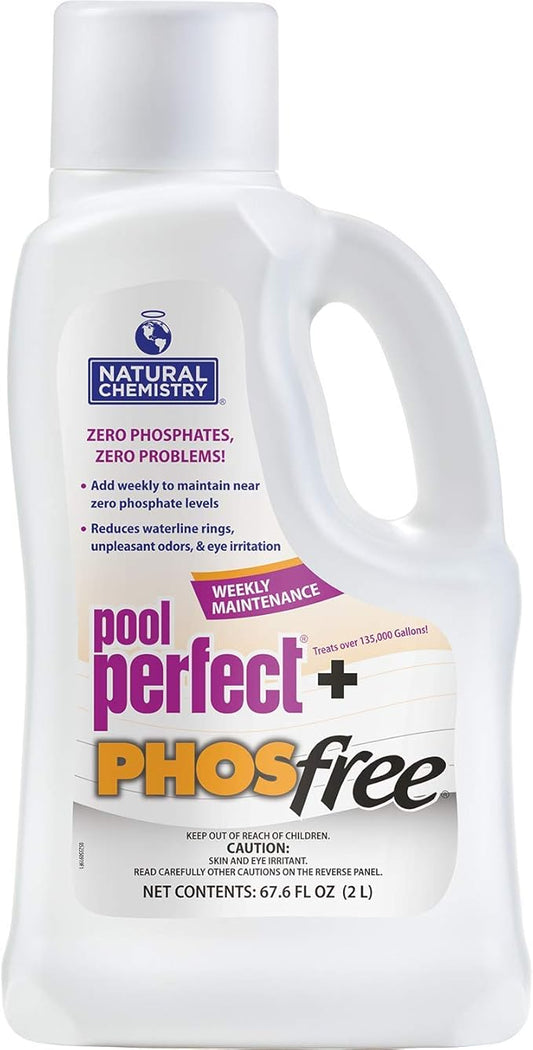 Natural Chemistry Pool Perfect + Phosfree, 2 L, Single, Phosphate Remover, Reduces Waterline Rings, Unpleasant Odors & Eye Irritation