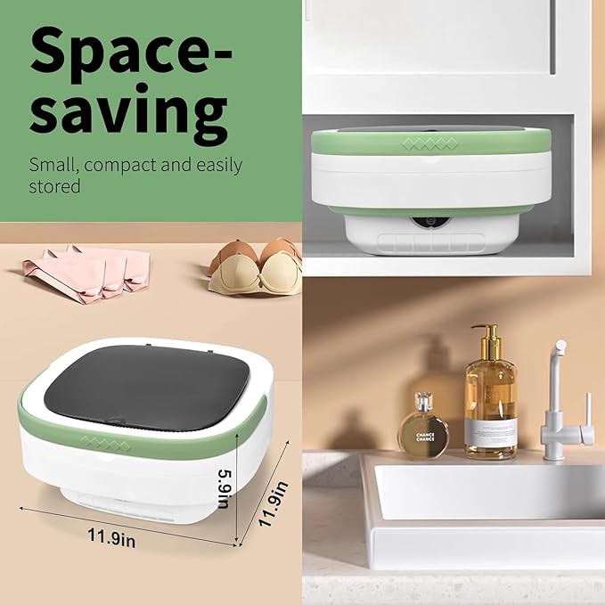 Portable Mini Washing Machine, 16L Upgraded with Spin Basket Laundry Machine, 3 Cleaning Modes Suitable for Small Clothes, Foldable Design Ideal for Hotel, Home, Apartment, Campain
